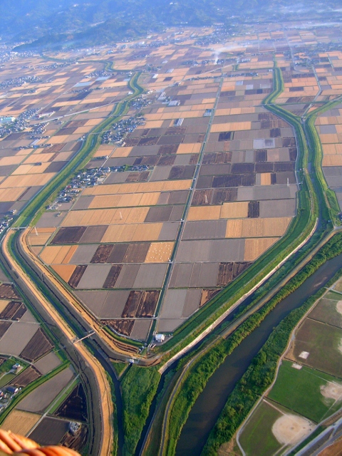 嘉瀬川河川敷上空より祇園川を撮影